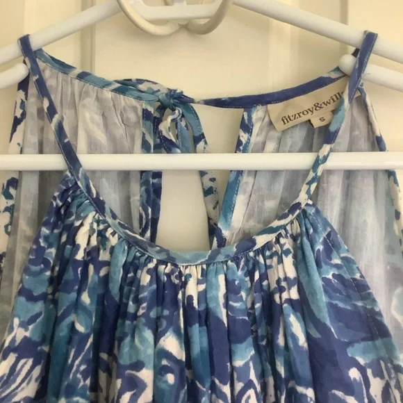 Fitzroy & Willa Blue/White Floral Print Maxi Dress Cotton Sleeveless
… - Picture 7 of 11